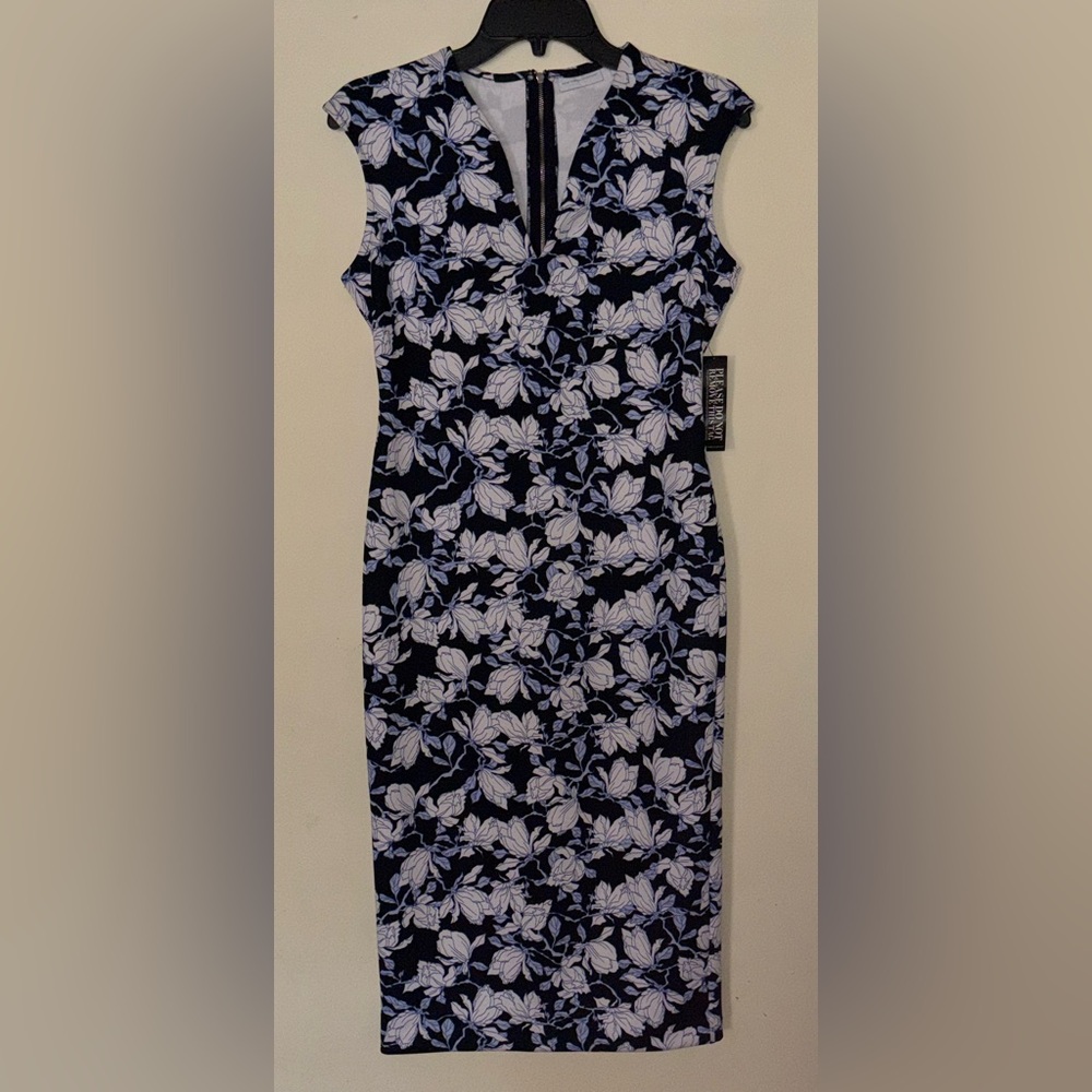 New York & Company Dark Blue and White Floral Dress